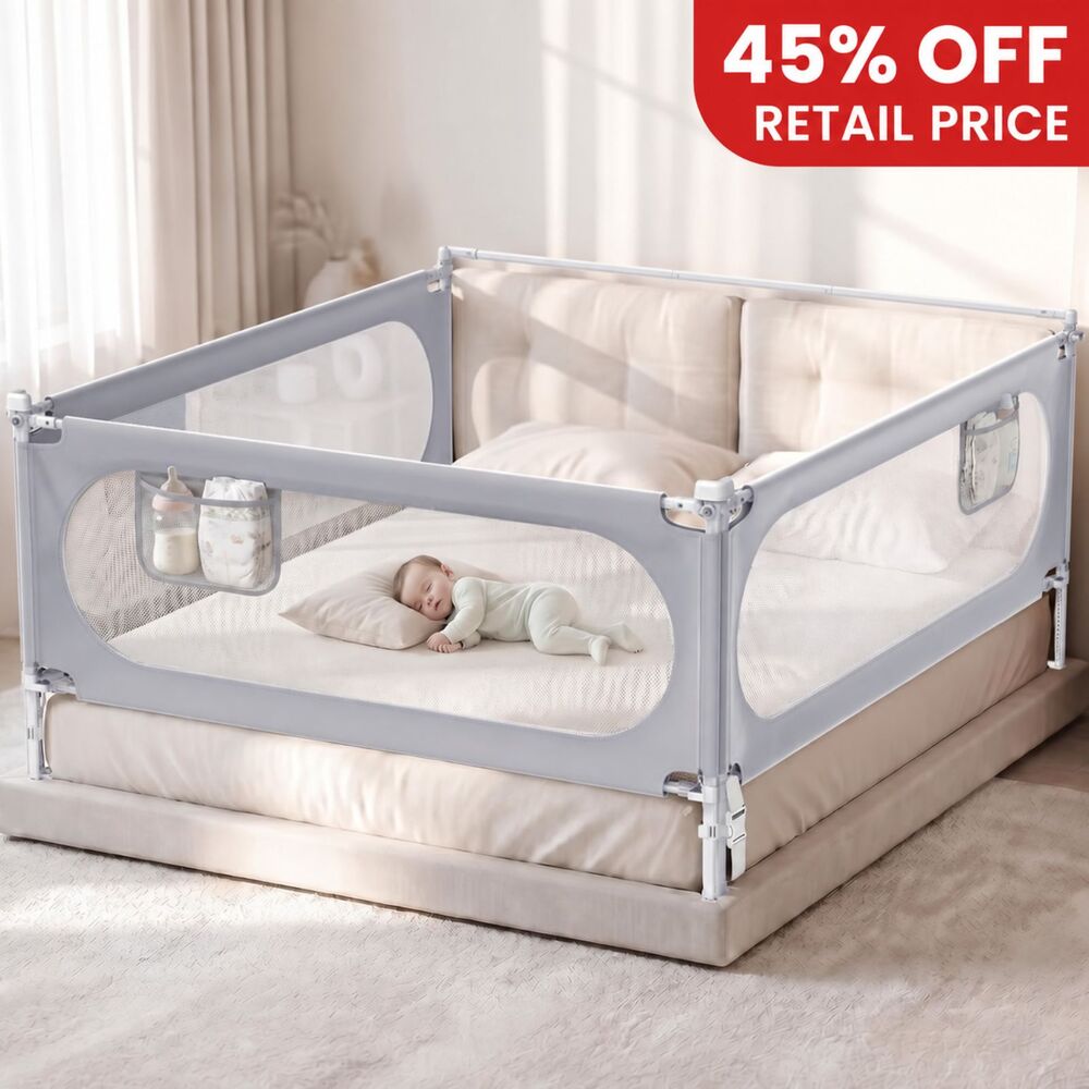 Brand New Kuqaz 3-Sided Queen Bed Rails for Toddlers – (78.7"x78.7"x59")